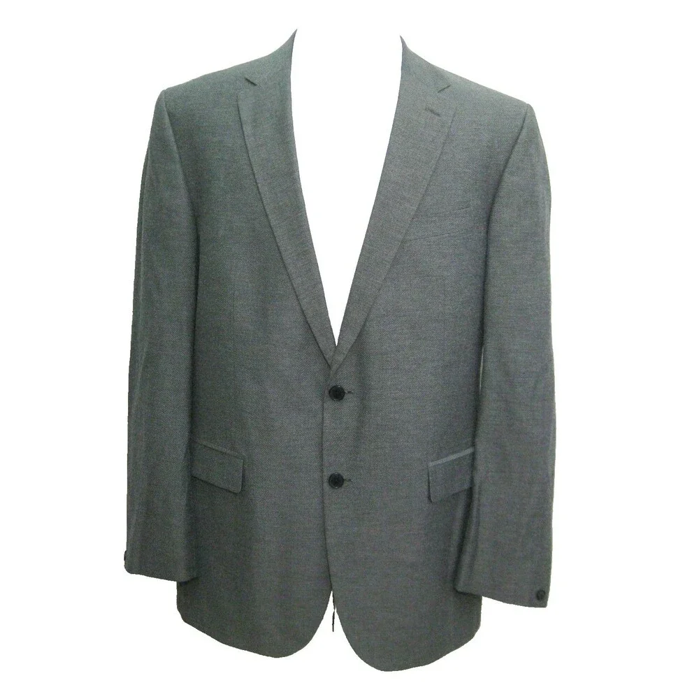 Kenneth Cole Men's 46L Gray 2 Button Wool Blend Sport Coat Blazer Suit Jacket